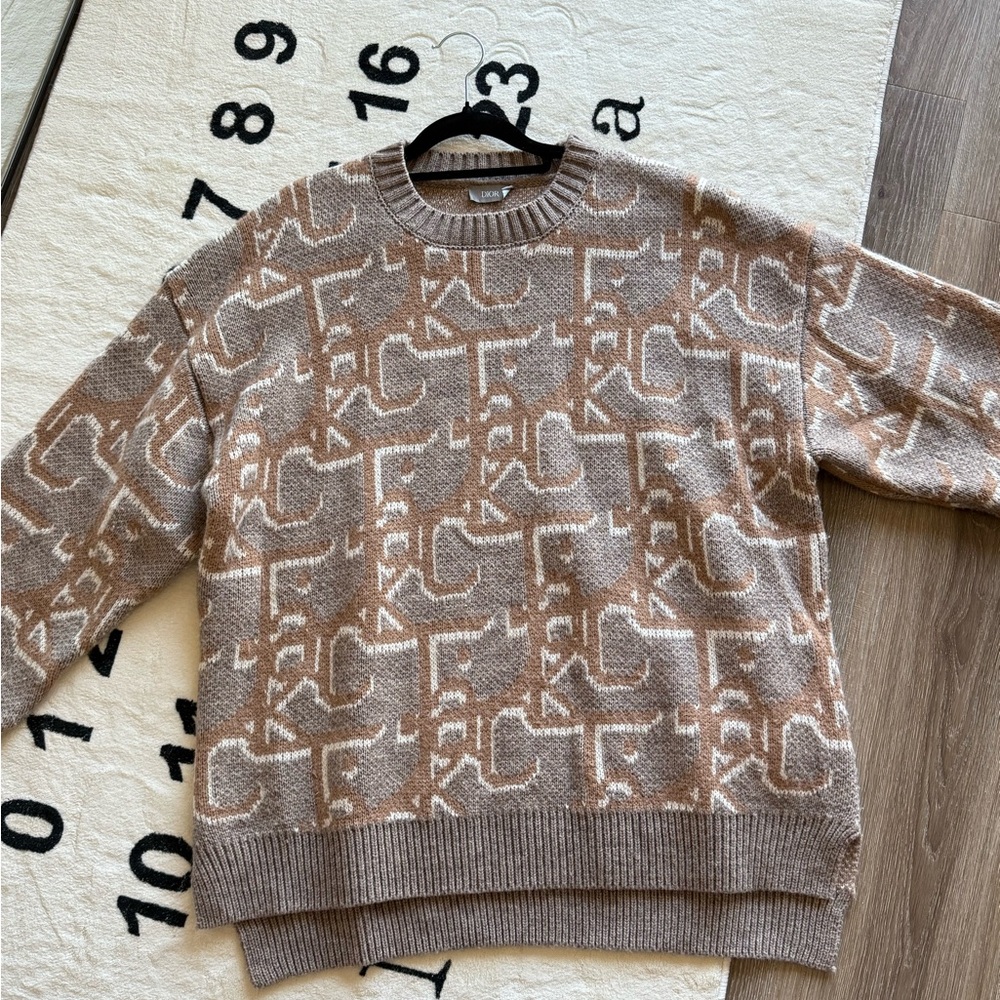 Dior Tan and Cream Knit Top